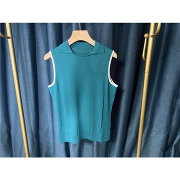 29N001  出口韓國高爾夫女士無袖針織衫薄款夏季新品透氣彈力翻領