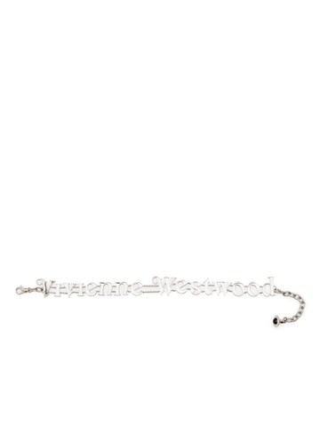 Vivienne Westwood - Raimunda logo-lettering choker necklace - women - Brass - One Size - Silver