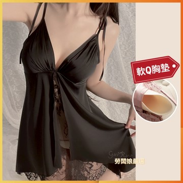 性感蕾絲胸墊睡裙【勞闆娘嚴選】 冰絲睡衣 胸墊睡衣  性感睡衣 連身睡裙 衣服 女裝 睡衣 裙子 連身裙 短裙 吊帶裙