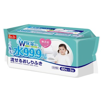 LEC 純水99.9% 可沖式濕紙巾 日本高規無塵工廠製造 無添加  60張  3包