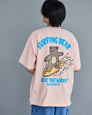衝浪小熊logo款寬版短tee (侘寂粉)