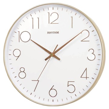 RHYTHM 日本麗聲時計 百搭造型高清數字超靜音掛鐘 12吋  玫瑰金