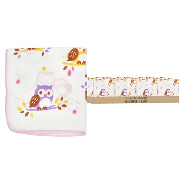 mirai life 未來居 臻品 童趣印花小方巾 二重紗  顏色隨機  12條