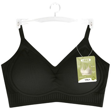 柔潤V領細肩內衣-黑XL