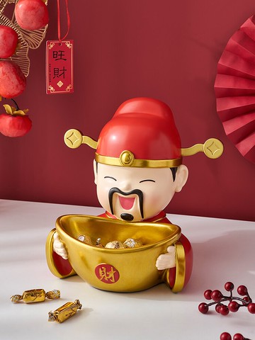 財神爺玄關入戶進門放鑰匙收納托盤擺件客廳裝飾喬遷新居開業禮物
