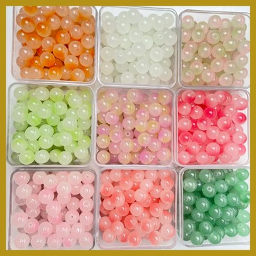 （50個/包）10mm粉紅氣泡圓珠散珠琉璃珠 diy配飾材料 串珠 串珠材料 串珠材料包 珠珠材料 手串材料