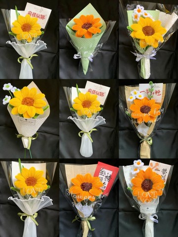 畢業花束💐 一舉奪魁向日葵扭扭棒手作diy材料包中高考畢業季編織花束送禮物  教師節禮物 畢業禮物 交換禮物