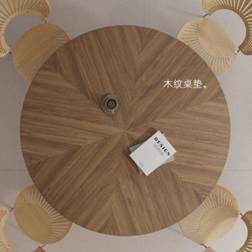 仿木紋皮革圓桌墊圓桌桌布防水防油免洗圓形茶幾餐桌墊桌面保護墊