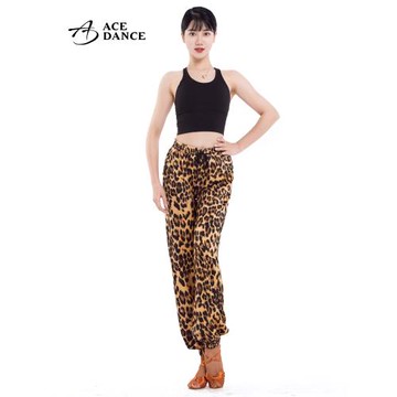 ACE dance女成人新款舞褲松緊腰豹紋拉丁舞褲練功褲小腳褲DA178