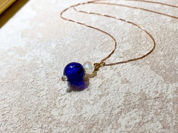 深藍色的月光純銀精油項鍊