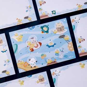 【24H快速出貨】馬上迎星福 布丁小雞手繪明信片16