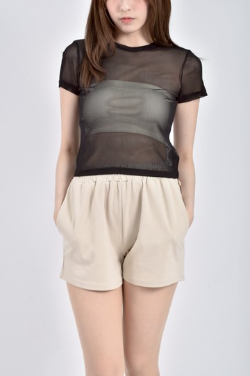 (S) pazzo透膚黑色短袖上衣