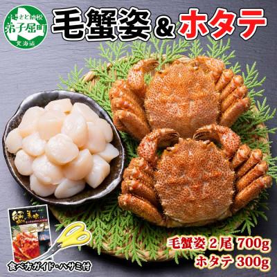 ふるさと納税 弟子屈町 毛蟹2尾 約700g ホタテ 300g 蟹ハサミガイド付き 北海道 弟子屈 2029