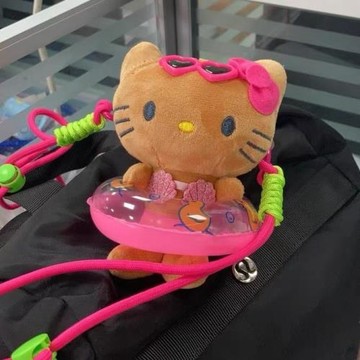 虞書欣同款毛絨Kitty手機背夾玩具斜挎掛繩防摔卡通通用掛飾玩偶