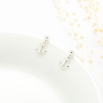 【Angel & Me】穩定 船錨 Anchor s925 純銀 耳環 (可改夾式) 生日 情人節 禮物