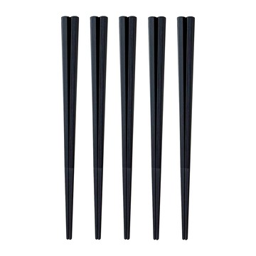 SUNLIFE 日本製六角防滑抗菌美型筷5件組  5雙筷子  1組  黑色