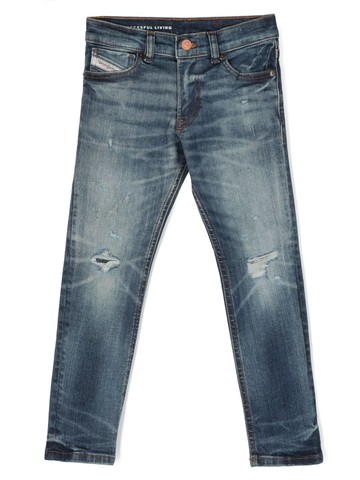 Diesel Kids - mid-rise straight-leg jeans - kids - Cotton/Polyester/Elastane - 12 yrs - Blue