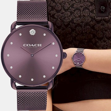 COACH Elliot 經典山茶花米蘭帶女錶 1212購物節 送禮推薦-36mm CO14504211