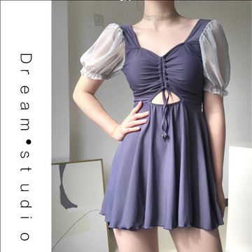 泳衣女泡溫泉保守韓國ins分體裙式遮肚顯瘦度假學生少女【繁星小鎮】P