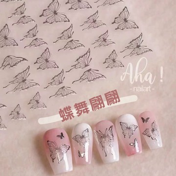 也可當裝飾貼紙【薄款X超浮貼】貼紙 指甲貼 Aha指甲貼-蝶舞翩翩 指甲貼紙 美甲貼紙 蝴蝶貼紙 蝴蝶 YES好生活