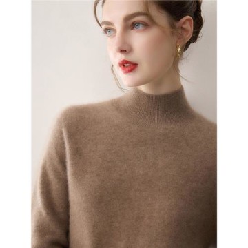 100%山羊絨衫女半高領針織打底衫秋冬保暖軟糯內搭寬松顯瘦毛衣