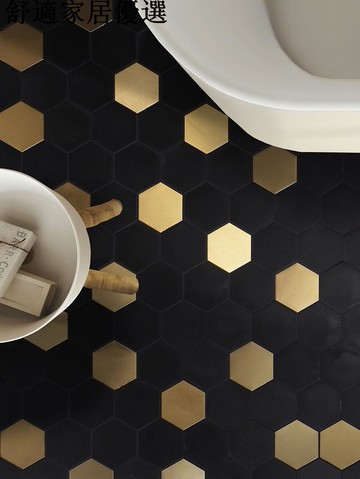 可開發票 量多可議價 輕奢天然石材金屬六角馬賽克瓷磚衛生間陽臺廚房浴室地磚餐廳墻磚