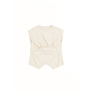 MOLLIFIX 美型抓褶 涼感無袖上衣 (卡其色)