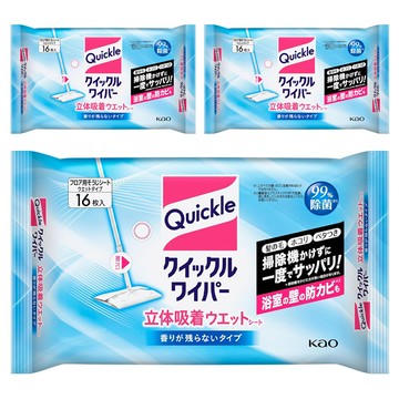 Kao 花王 Quickle 快麗萊 除塵地板乾拖把 濕式補充紙  3包  285 x 205mm