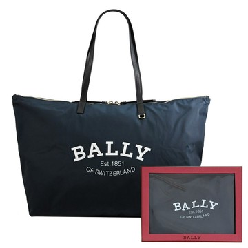 BALLY 摺疊尼龍托特包禮盒組.午夜藍-附手拿包