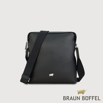 【BRAUN BUFFEL 德國小金牛】台灣總代理 諾瓦-A 直式斜背包-黑色/BF564-17-BK
