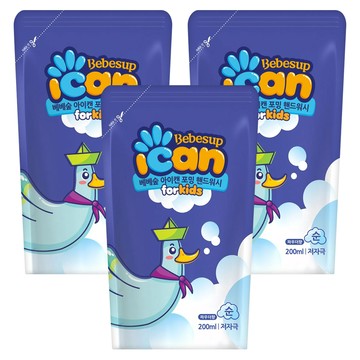 Bebesup I Can 兒童泡沫洗手乳補充包 嬰兒爽身粉香 200ml  3包