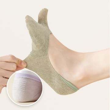 NicoFun 愛定做 夏季分趾淺口抑菌襪 5雙8色 透氣襪 二指襪 防掉跟 分趾襪 船襪 (女襪23-25.5cm)