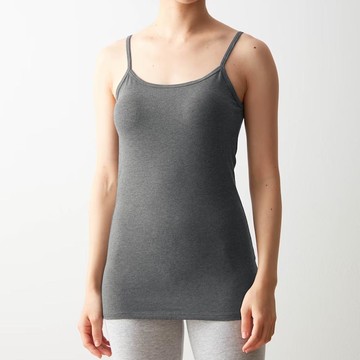 日本千趣會 - 95%棉 細肩帶內搭吸濕發熱衣(大人)-炭灰