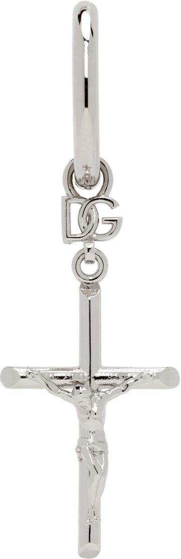 Dolce & Gabbana 单只银色 DNA Cross 耳坠