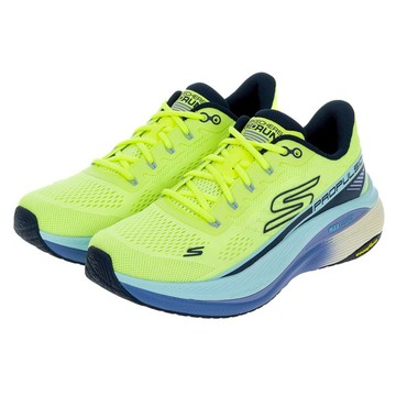 SKECHERS 女款 GO RUN MAX CUSHIONING PROPULSION D楦慢跑鞋 128901LMNV  萊姆黃 + 海軍藍  24cm
