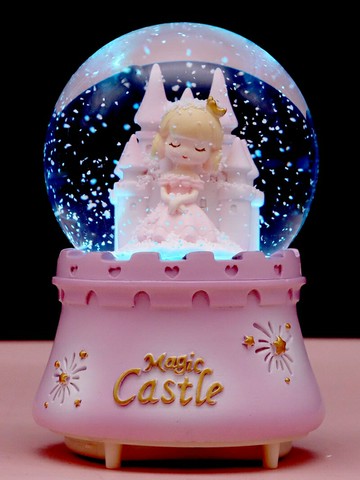 公主城堡水晶球女孩音樂盒發光飄雪兒童閨蜜女生禮物八音盒擺件