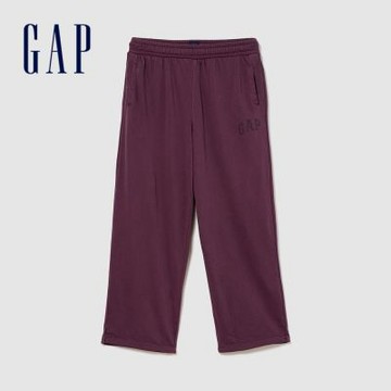 【GAP】VintageSoft毛圈布Gap Logo寬鬆運動長褲-酒紅色(907589)