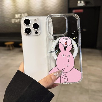 粉紅兔子 magsafe磁吸 iphone手機殼 趣味搞怪 16 14 15 13 12 11promax 防摔保護殼