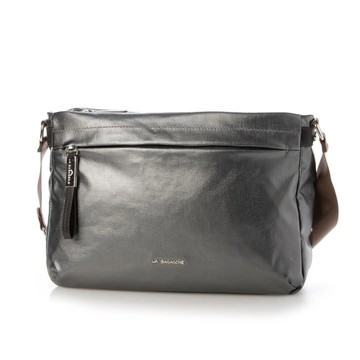 LA BAGAGERIE 亮面帆布斜背包（大/金屬）_廠商直送