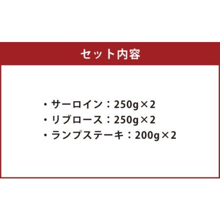 ふるさと納税 くまもと あか牛 ステーキセット(2) 計1.4kg（サーロイン 250g×2 リブロース 250g×2 ランプステーキ 200g×2）和牛 国産 熊本県