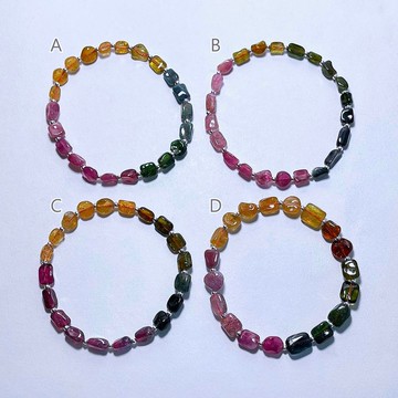 天然礦石 碧璽原礦 925純銀 手鍊