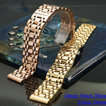 不鏽鋼實心七珠摺疊扣-金屬錶帶 (26mm.24mm.22mm.21mm.20mm.19mm.18mm)