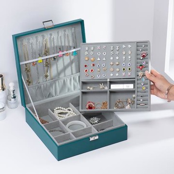 首飾盒飾品收納盒雙層帶鎖珠寶盒耳釘戒指項鏈整理歐美風格手鐲