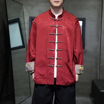 春夏季輕薄款盤扣新中式襯衫男長袖襯衣復古風大碼男士中國風唐裝