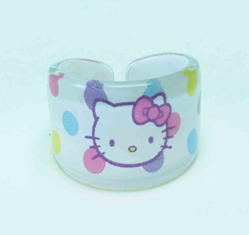 【震撼精品百貨】Hello Kitty 凱蒂貓~塑膠戒指-白