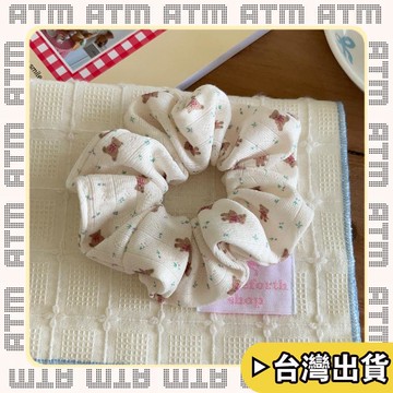 🔥臺灣出貨🔥可開發票✅輕飾時光Lovely bear！可可奶油小熊髮圈少女心大腸圈針織頭繩側馬尾髮飾