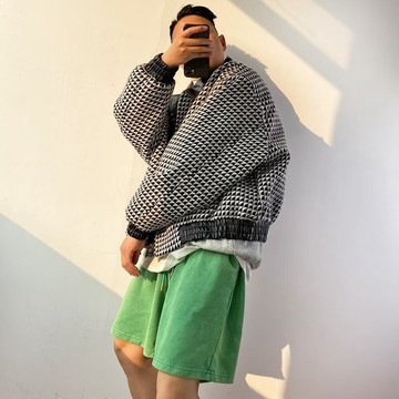 藝文復古格子翻領夾克男 2025冬季百搭休閒潮流外套男
