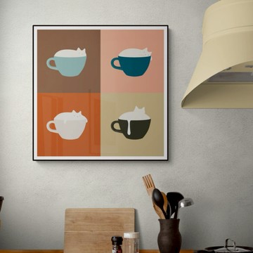 藝術掛畫｜ilovedoodles｜貓布奇諾 - 單買相紙