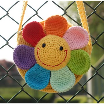 小吉祥編織 鉤針棉毛線兒童diy送小孩太陽花圓形挎手工自制材料包