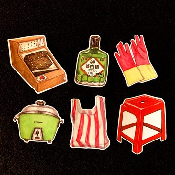 水彩手繪 台灣風情之台灣好物2 防水貼紙組 6入